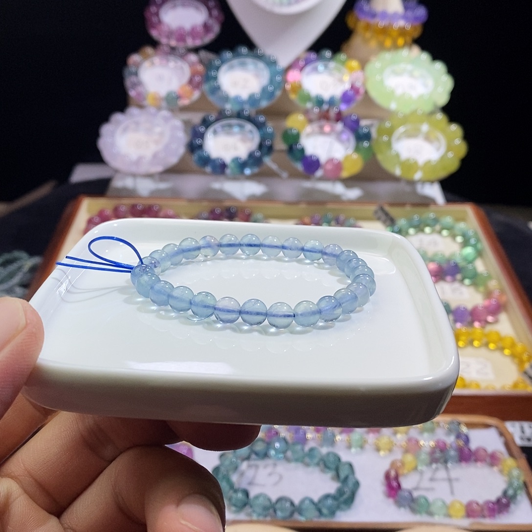 未镶嵌手链萤石天空蓝7mm