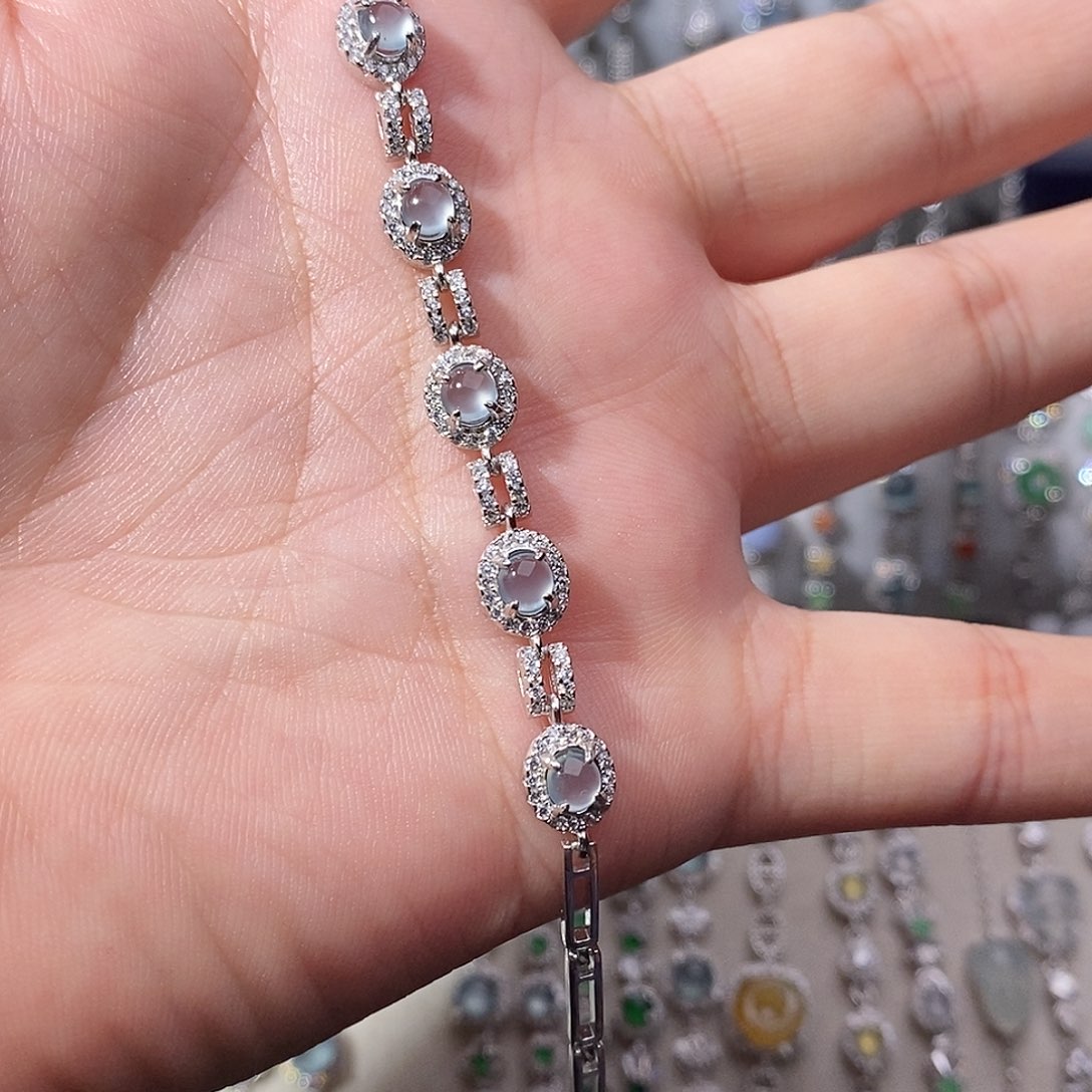 翡翠银S925镶嵌手链