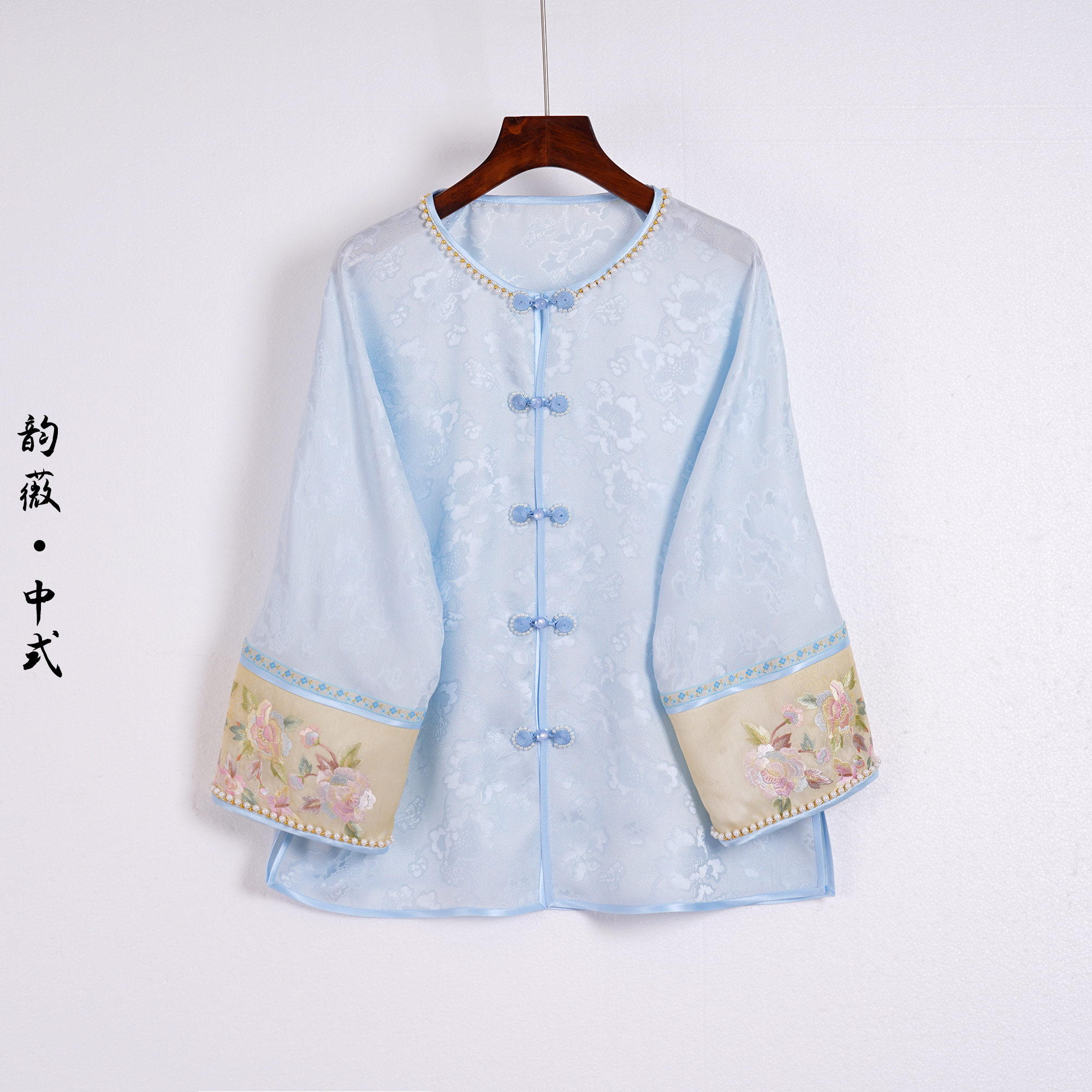 手绣常规款圆领薄款刺绣上衣新中式中国风日常女装百搭