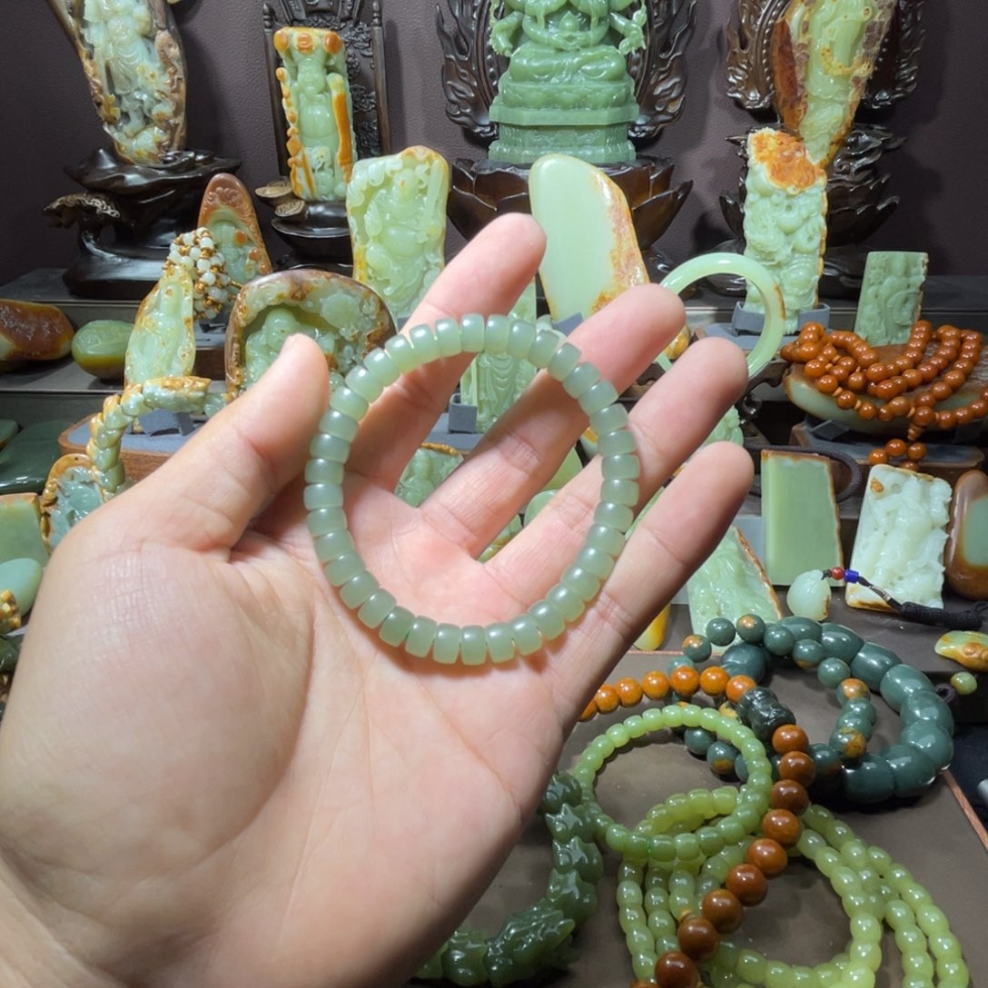 透闪石质玉药片珠未镶嵌非*流