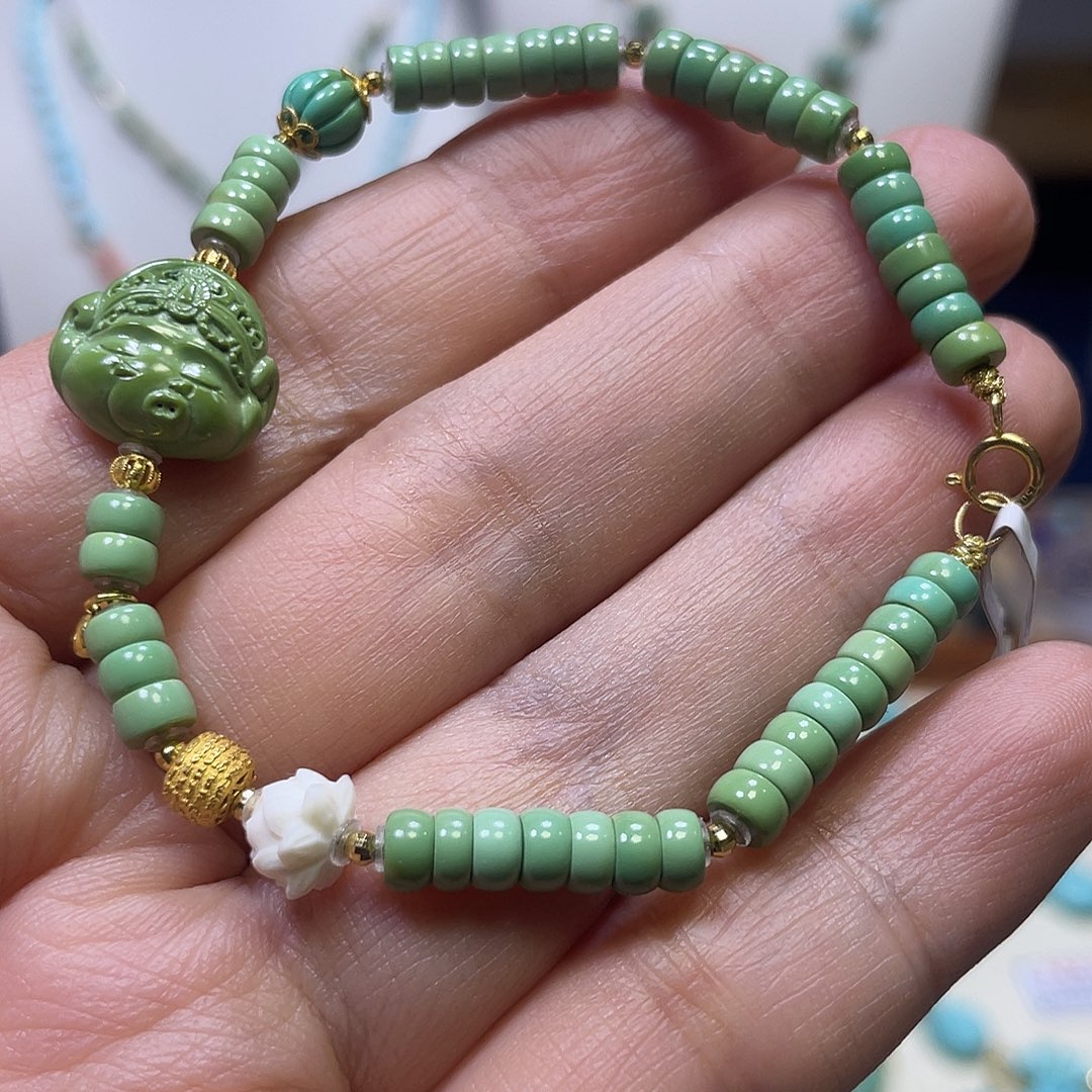 绿松石18K金镶嵌手串
