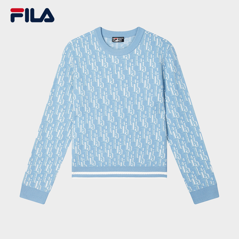 Fila/斐乐【满印提花设计】罗纹收边简约运动风长袖上衣F61W548498A