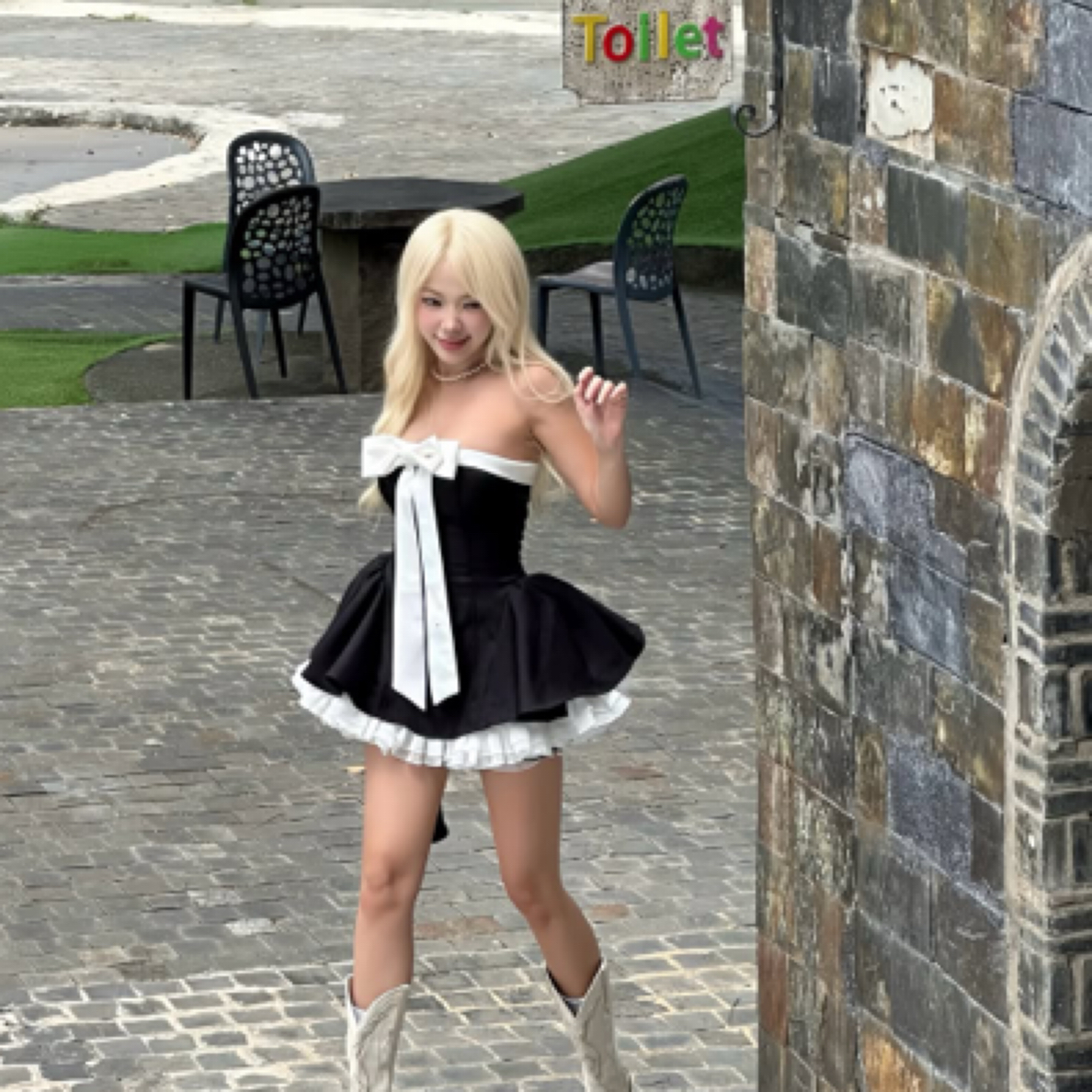 laneci新款正品Ss25蝴蝶结抹胸灰色连衣裙Bunnydress