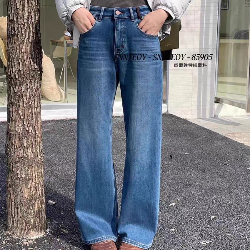 森调85905四面弹特绒秋冬牛仔裤