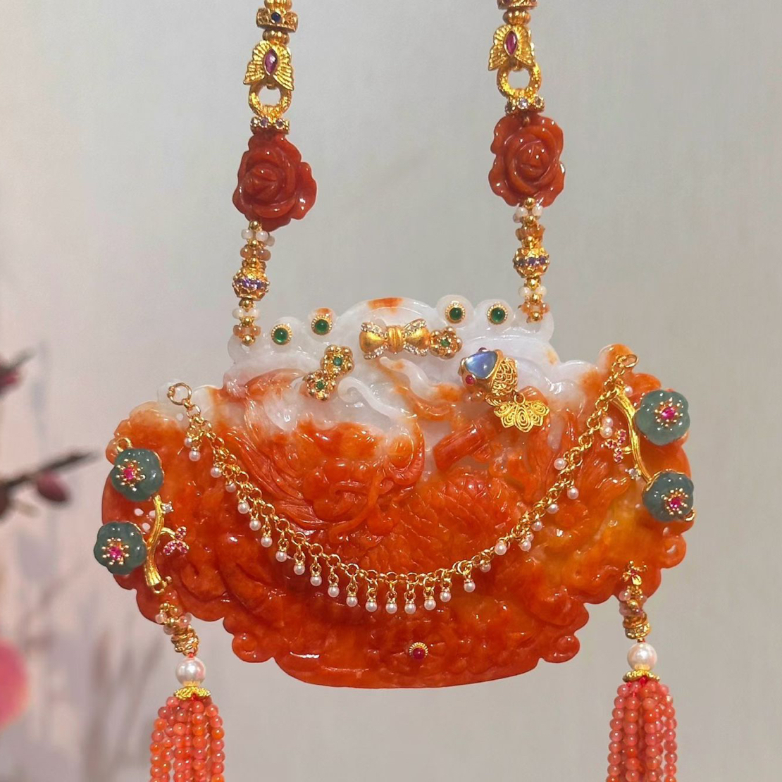 合金吊坠 满红麒麟送玉树 原皮料特色复古（买断不退）