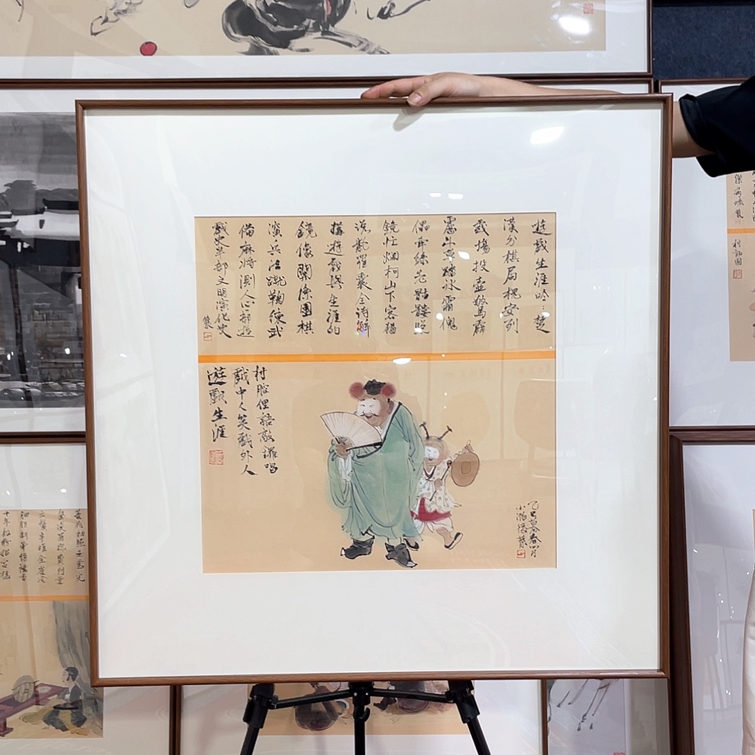 国画手绘画作品带框80/80