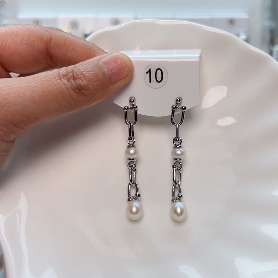 淡水珍珠耳饰银S925镶嵌