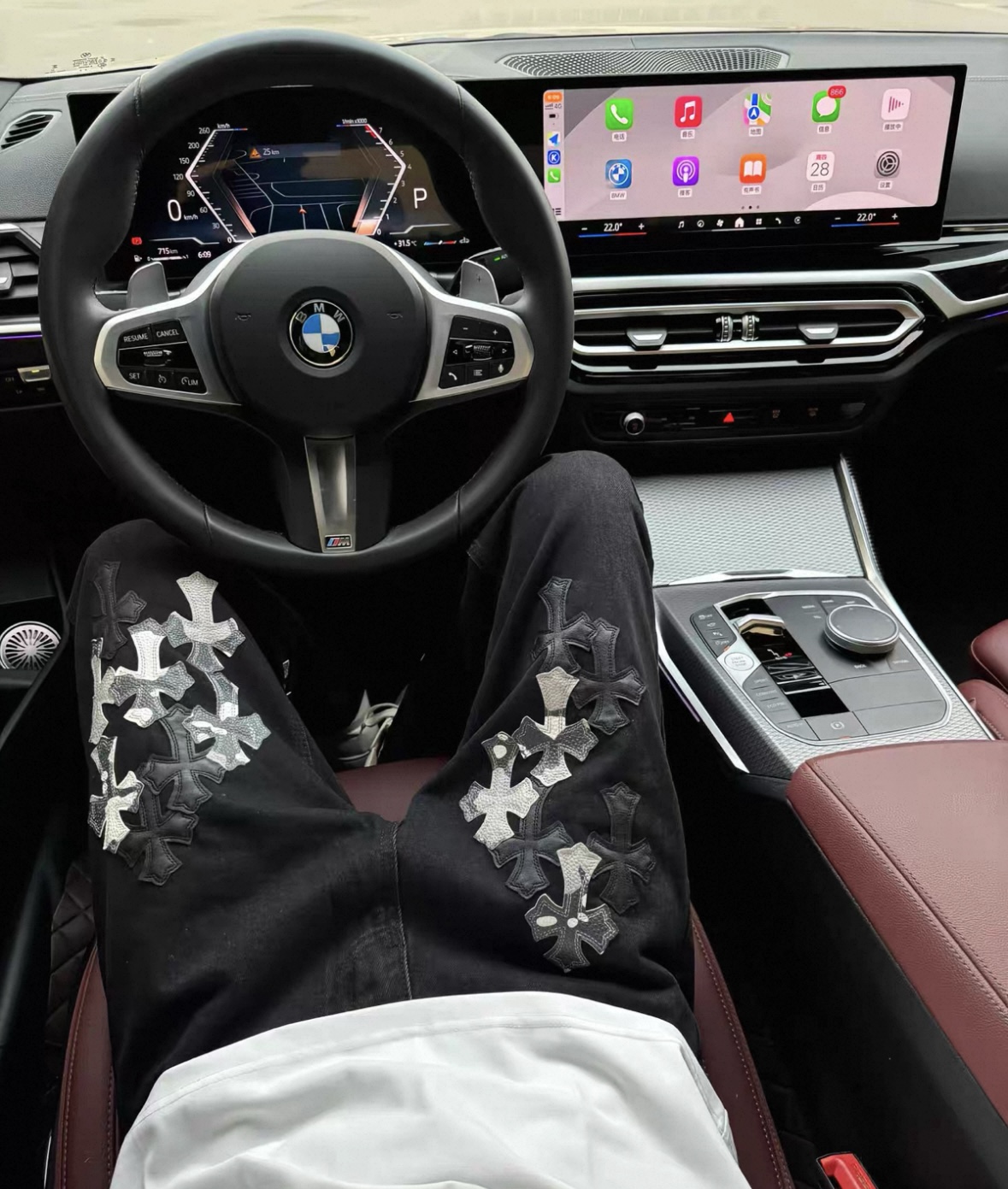 【西塔】十字架牛仔裤男女轻奢高街vibe风裤子情侣潮牌痞帅直筒裤