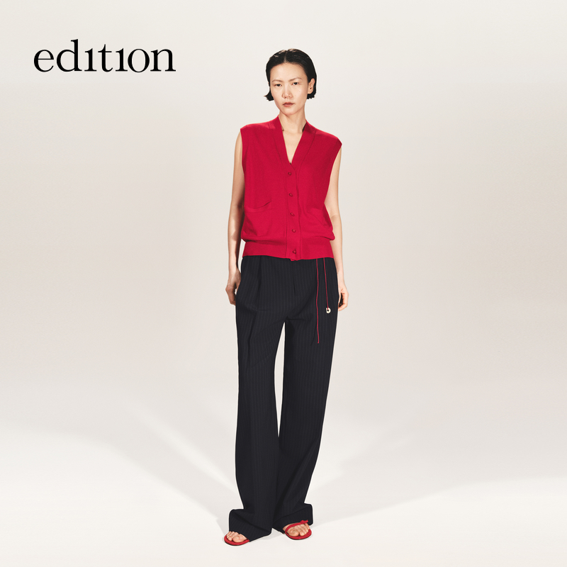 edition × SAMUEL GUI YANG联名系列绵羊毛条纹西裤#EBE3PAT029