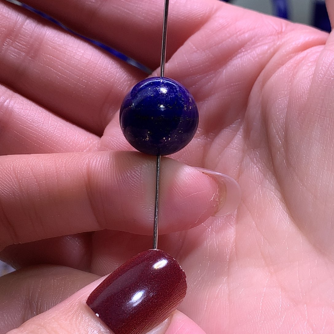 青金石未镶嵌天然原矿单圆珠15m