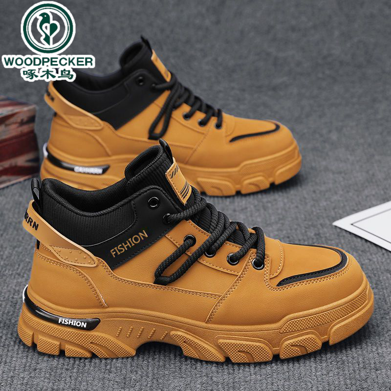 【正品】啄木鸟马丁靴男鞋2025新款秋季防滑防水耐磨工装靴男士户外