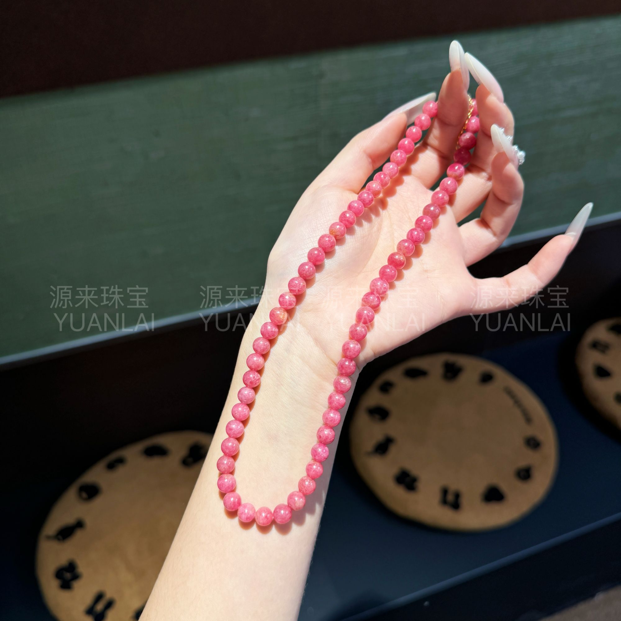 Y1*落日玫瑰海*天然满圈蔷薇辉项链