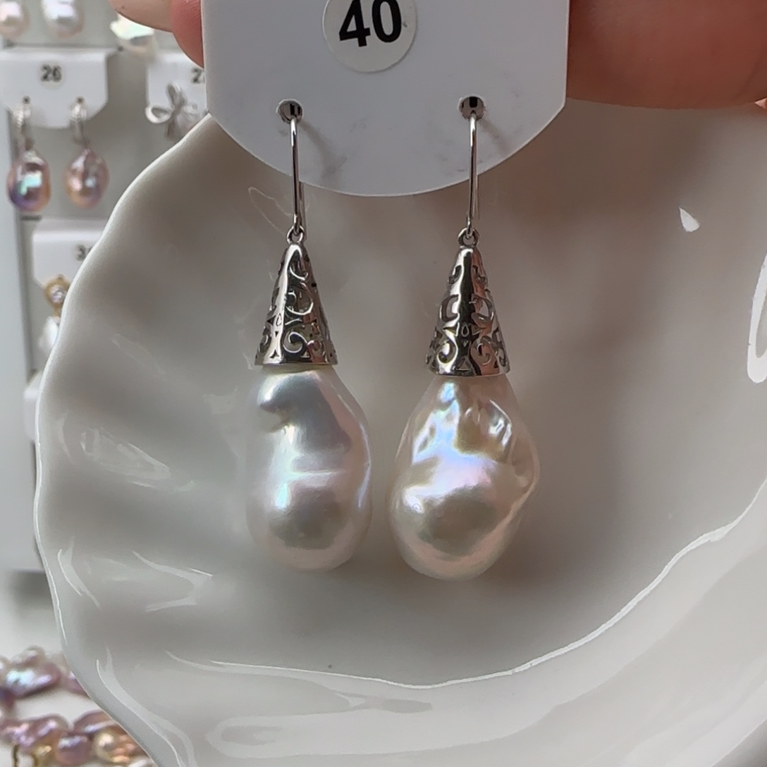 淡水珍珠耳饰银S925镶嵌
