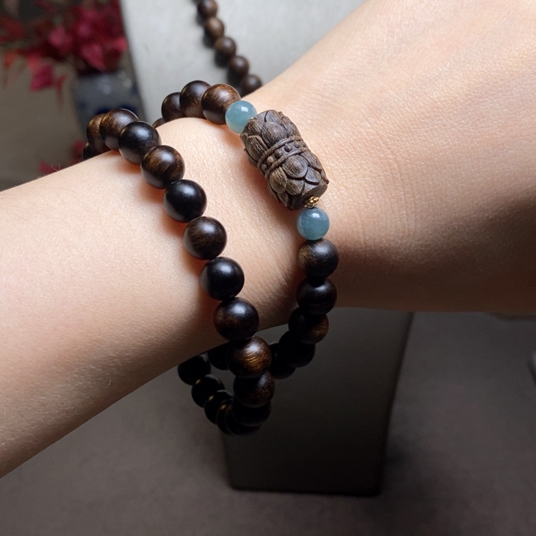 沉香手串越南富森红土0.8设计➕芽庄白棋楠沉香木雕设计