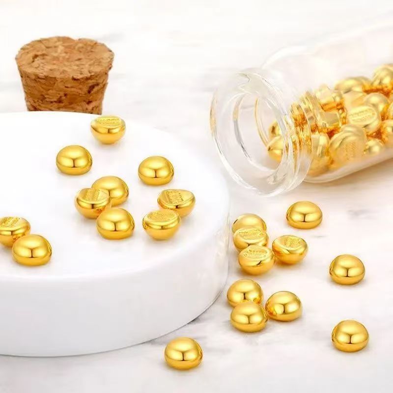 可溶可改款金色实心金豆豆创意摆件