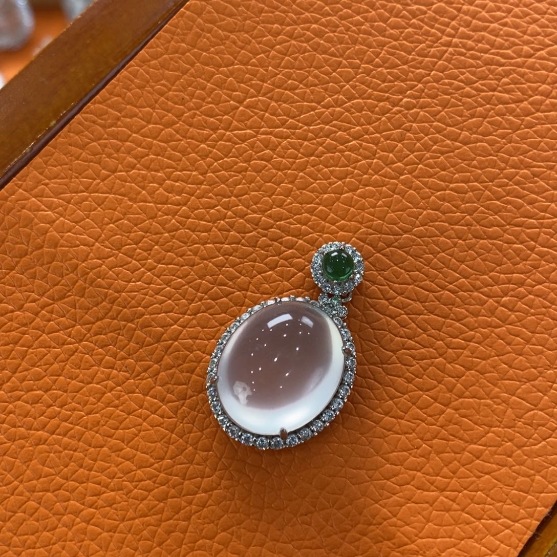 石英质玉吊坠(赠链)银S925镶嵌