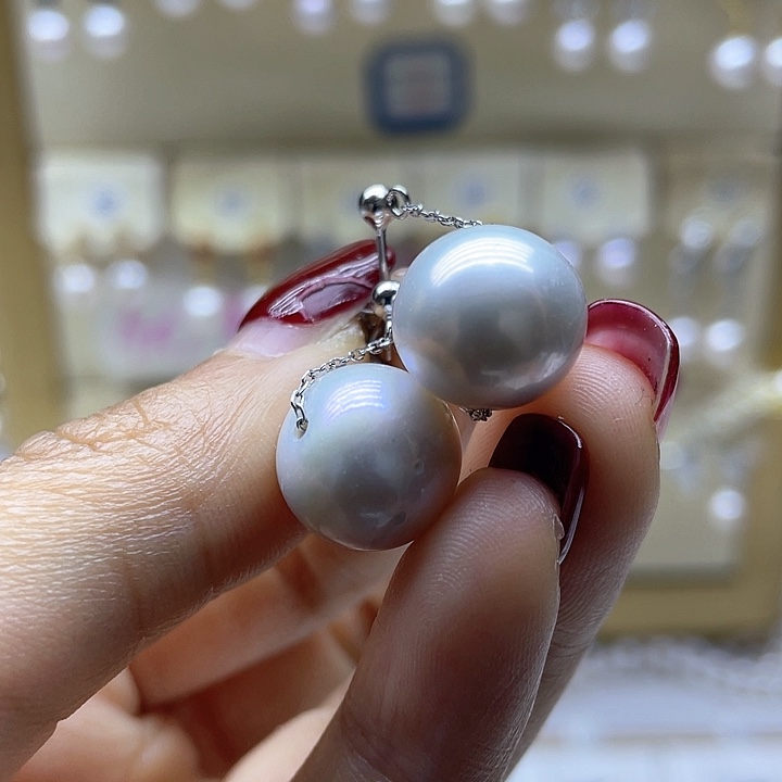 银S925镶嵌淡水珍珠耳饰