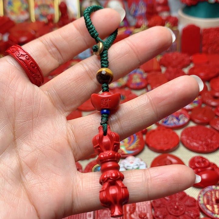 天然辰砂工艺品朱砂钥匙扣