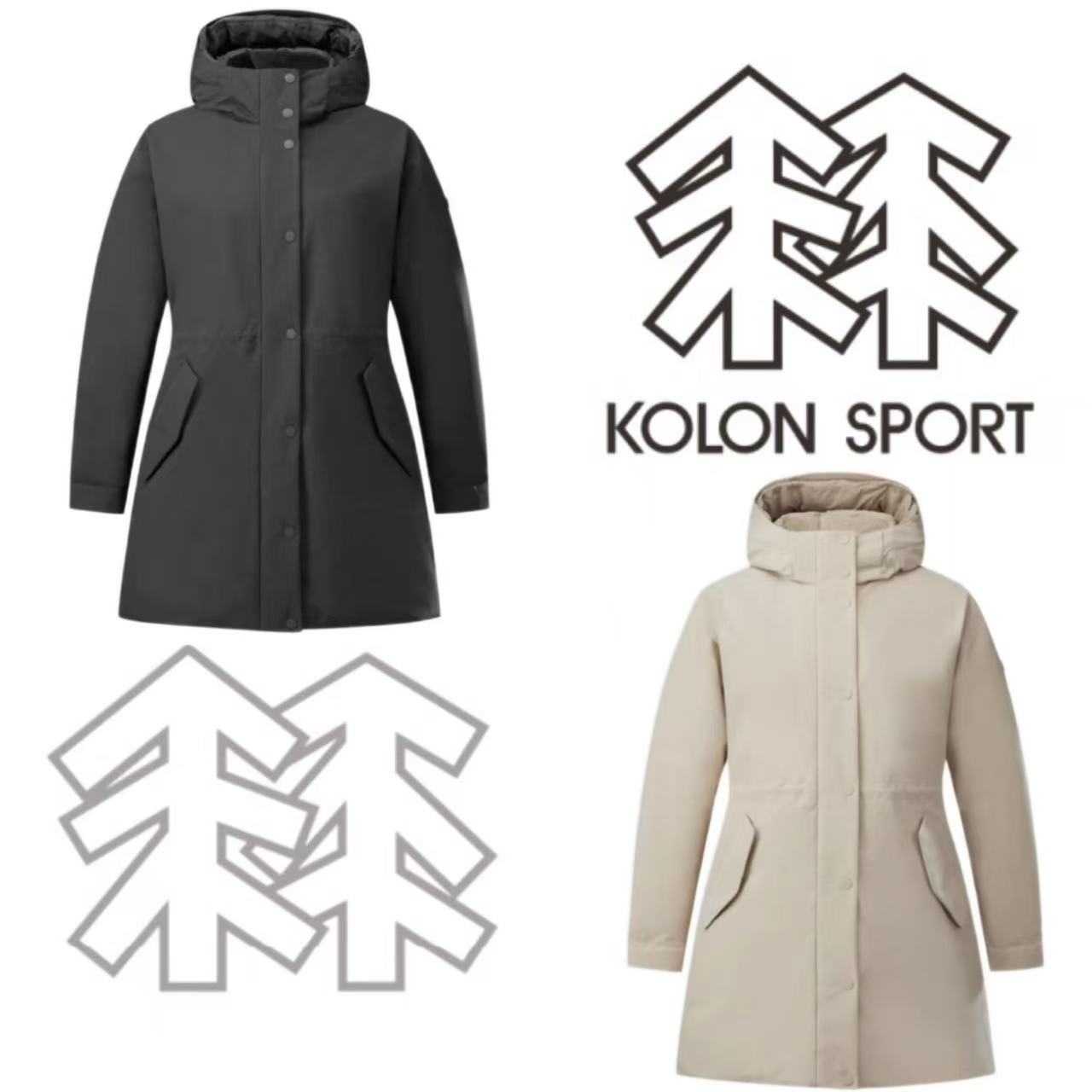 可隆/KOLON SPORT 女款冬季鹅绒羽绒服女士收腰连帽防风防水保暖