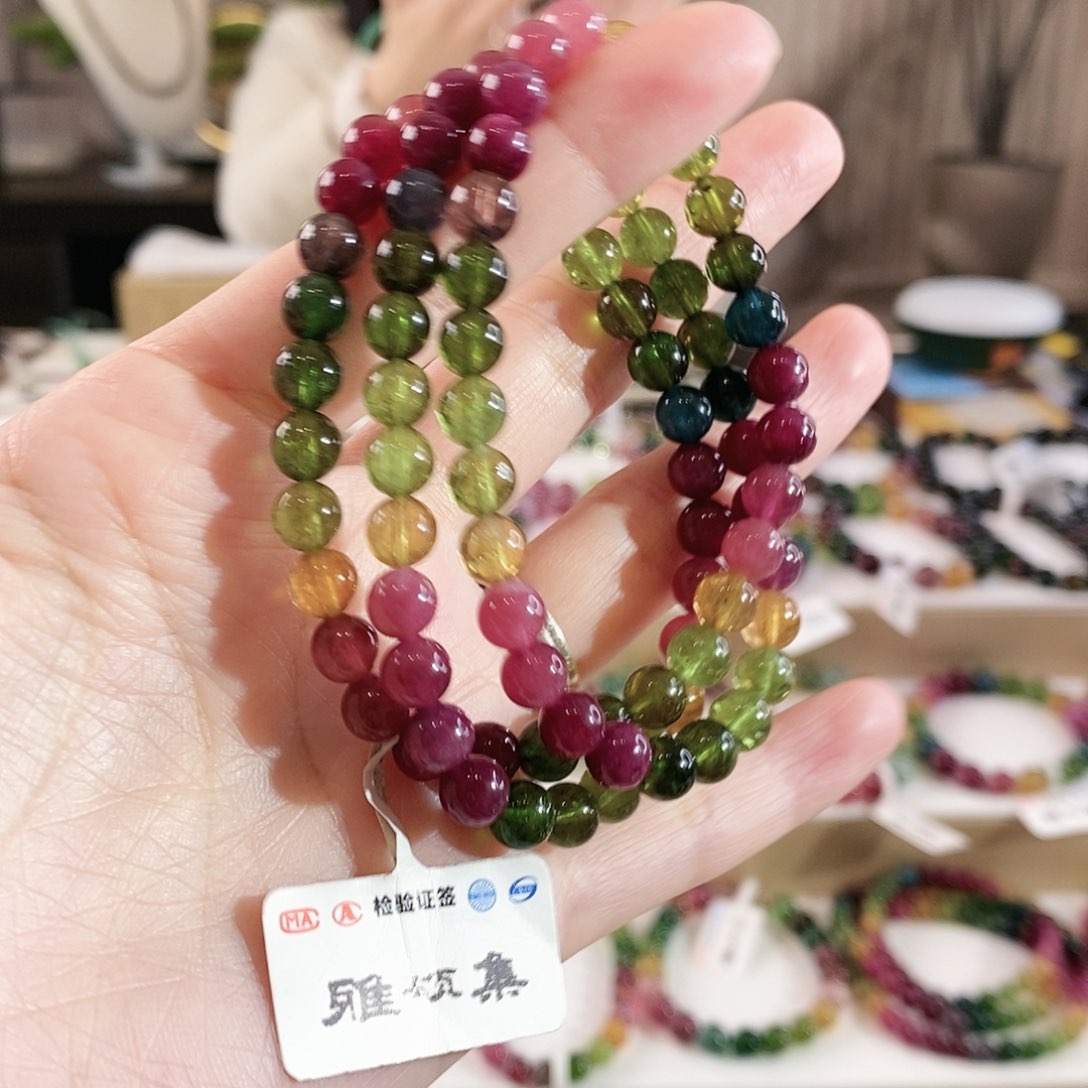 碧玺手串未镶嵌G2485三圈颜色微差