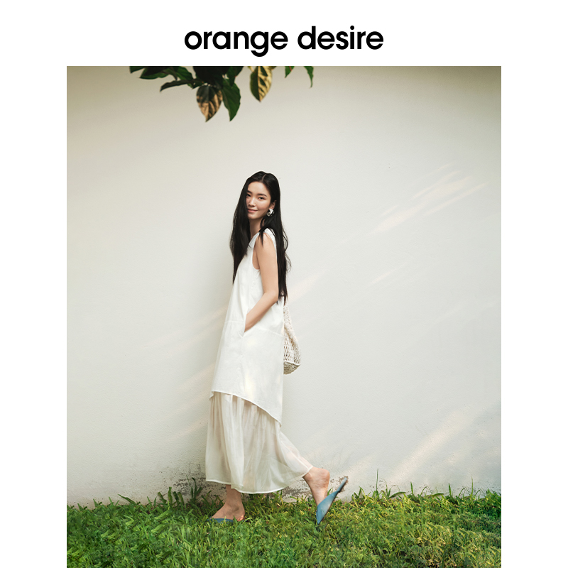 orange desire【雾屿】不规则裙摆连衣裙欧若风气质25夏OD2EMWLC016