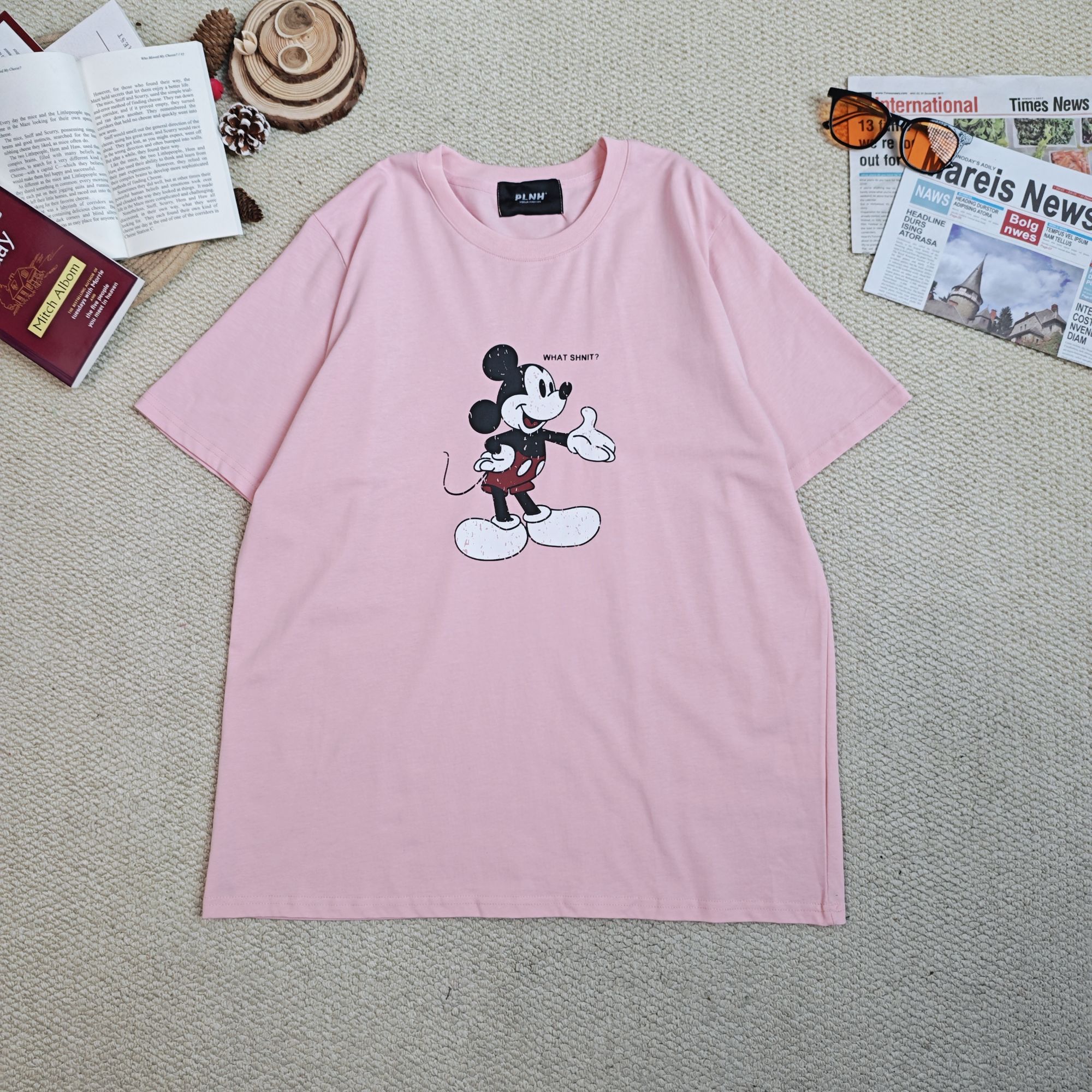 2025春季新款宽松百搭时尚纯色卡通印花短袖T恤9865