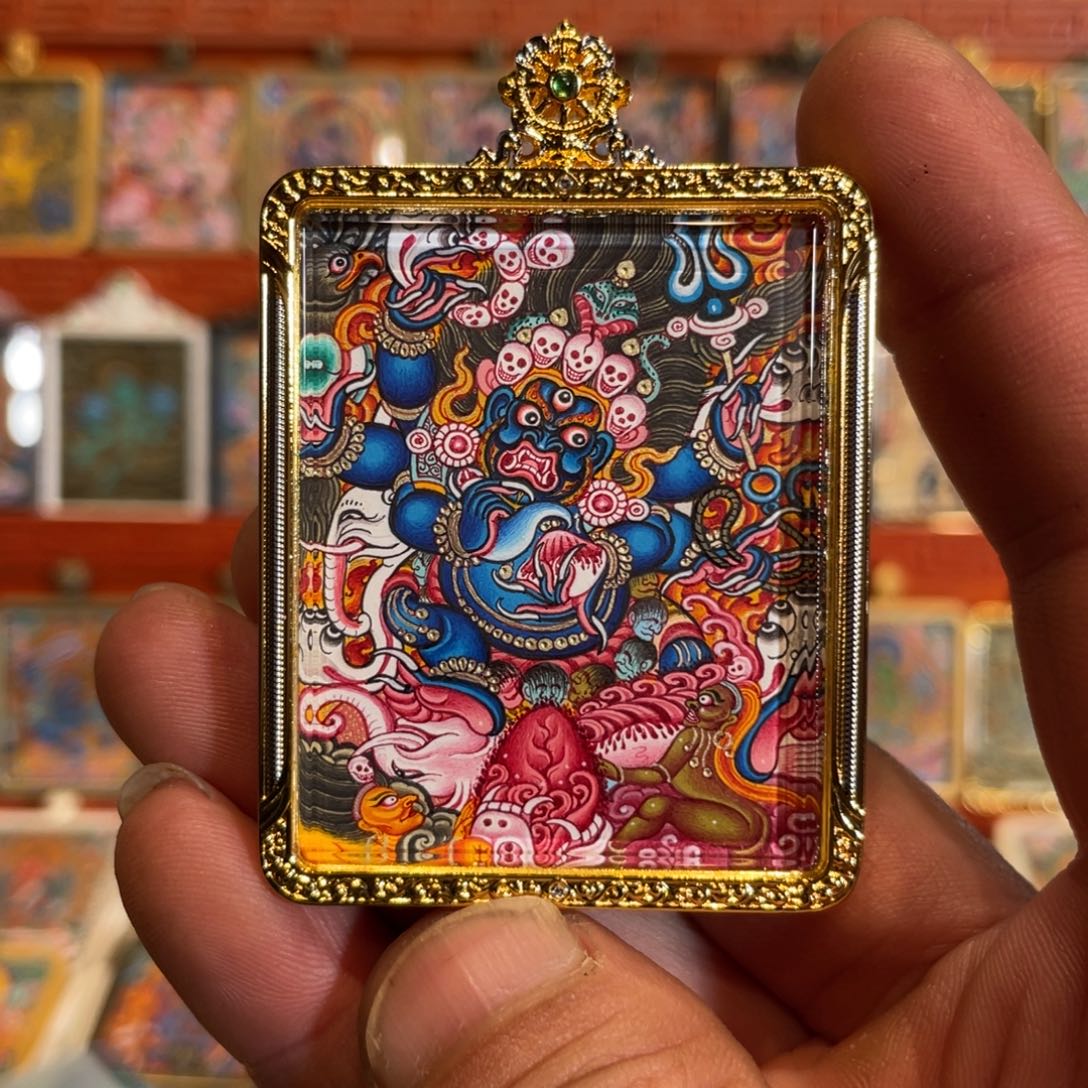 吊坠热贡纯手绘精品大黑天