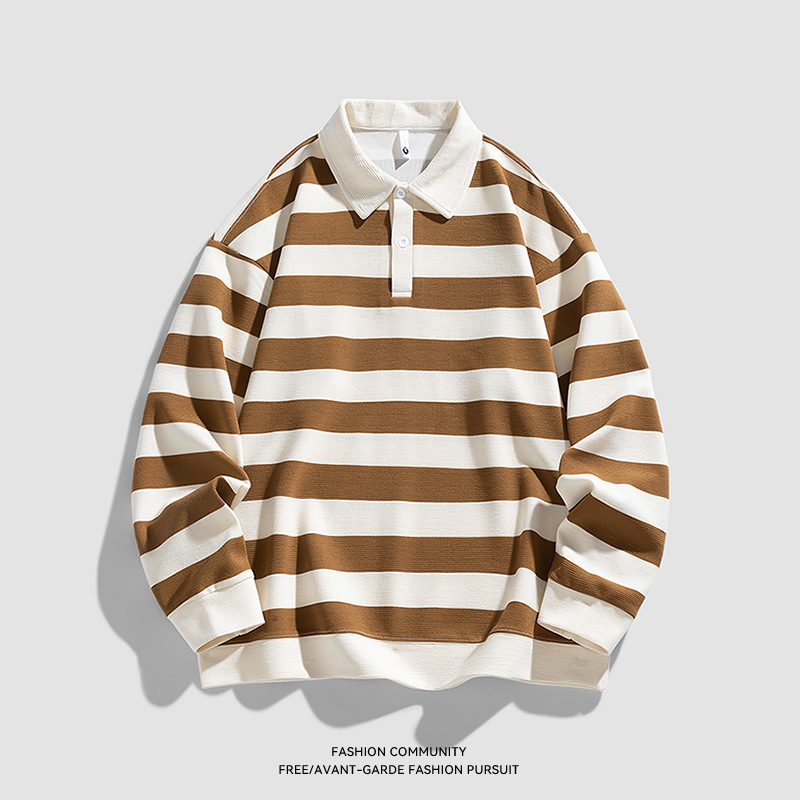 条纹长袖衫卫衣男女同穿鲲海鹏云复古潮流加厚秋冬新款