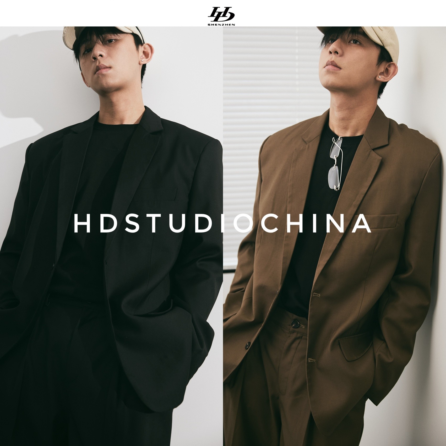 HD CHINA[烬]秋冬黑色西装男时尚休闲百搭复古春季商务西服西裤