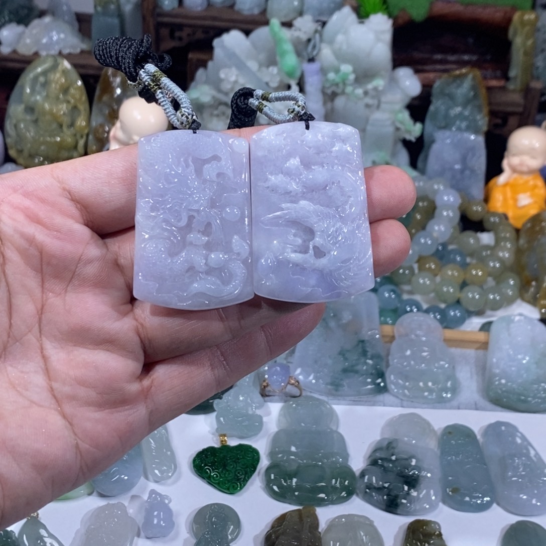 翡翠未镶嵌吊坠(不含链)龙凤牌