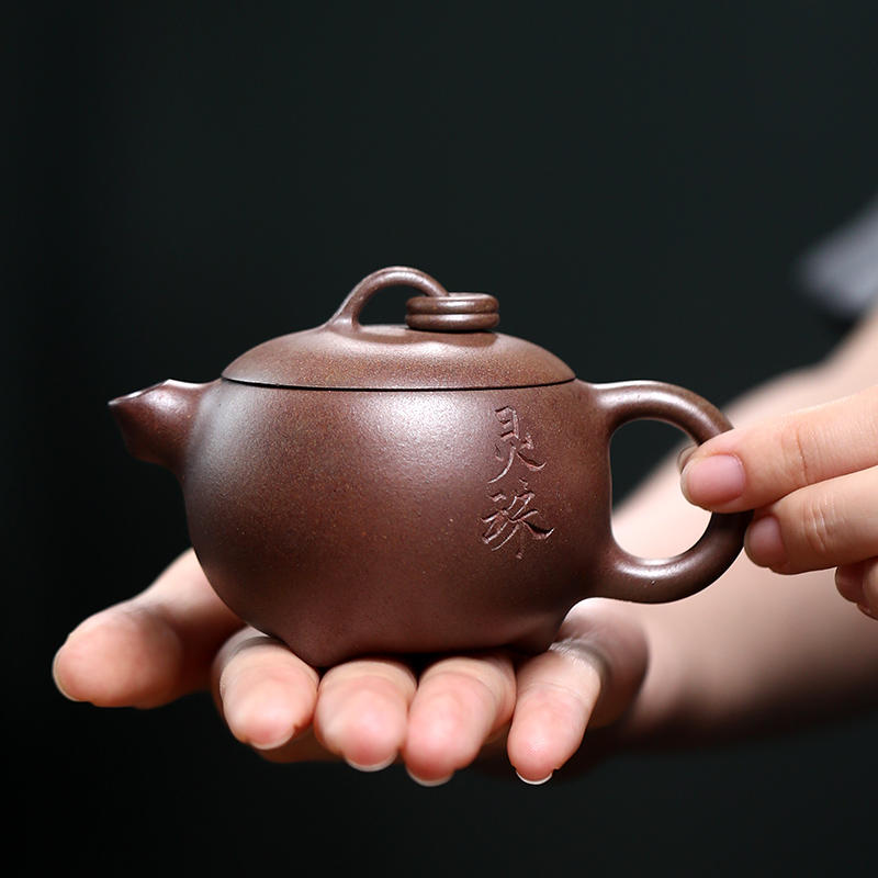 大吉羊柴烧 宜兴紫砂壶手工制茶壶 原矿本山绿泥小灵珠100ml庄杰