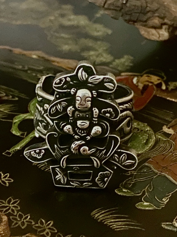 足银戒指 老银喜婆送福戒指