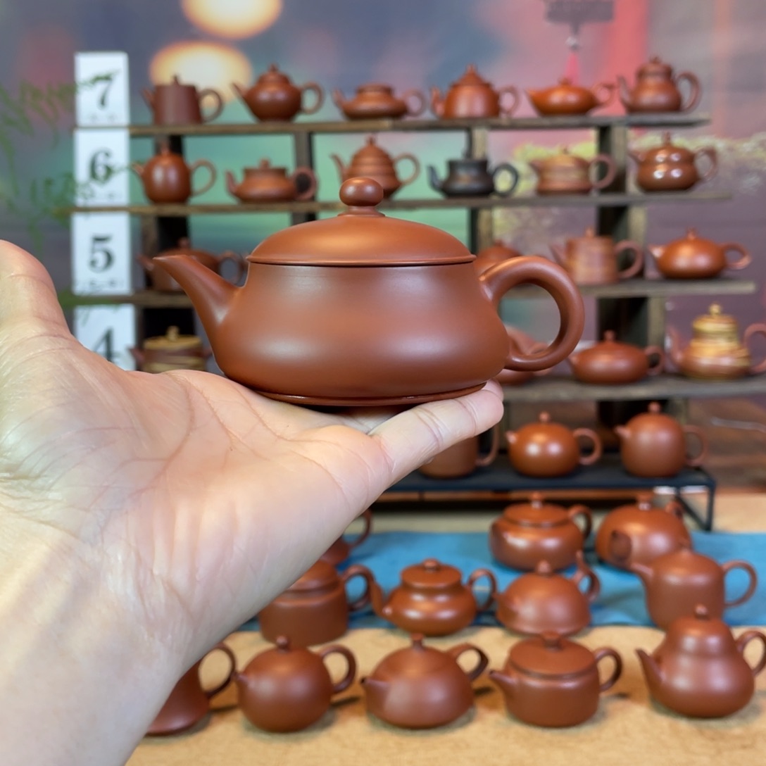 茶壶紫砂?****?潮州手工手拉朱泥明炉壶