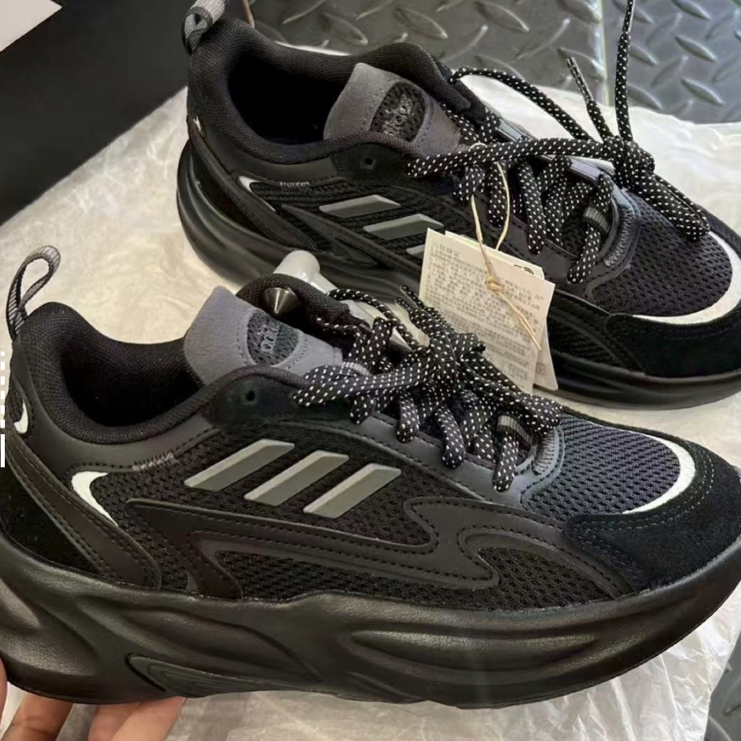 【A类瑕疵无原盒】adidas OZWAVE 2.0 舒适减震跑步鞋黑色JP8889