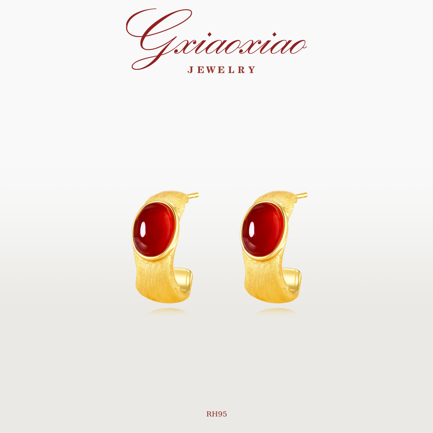 G XIAOXIAO 法式气质复古高级百搭红色耳环 RH95