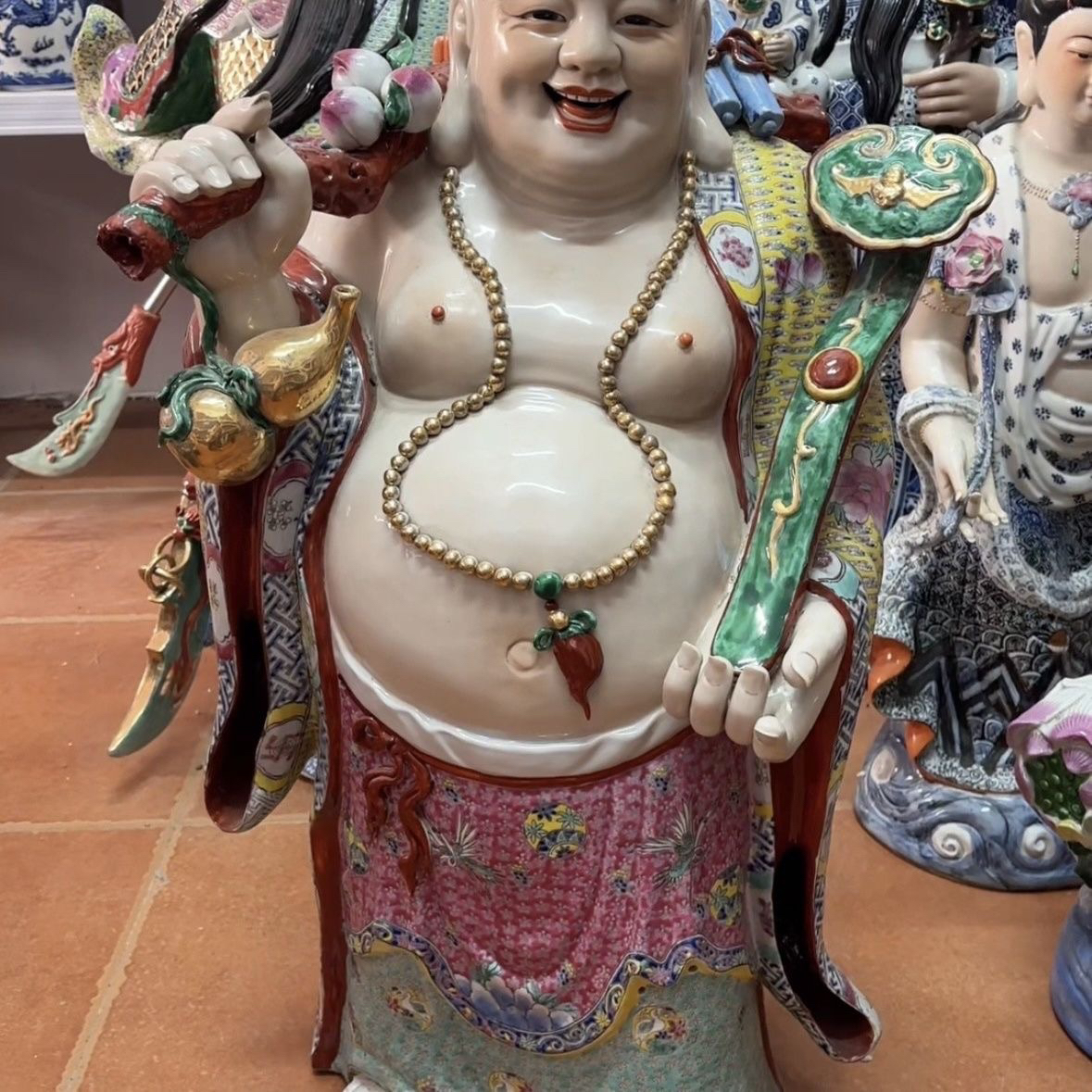 景德镇福建会馆厂货瓷器寿星仙鹤人物雕塑摆件古玩古董老货陶瓷35