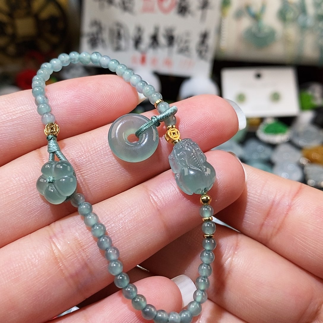 翡翠未镶嵌颈饰貔貅平安扣小花手链16