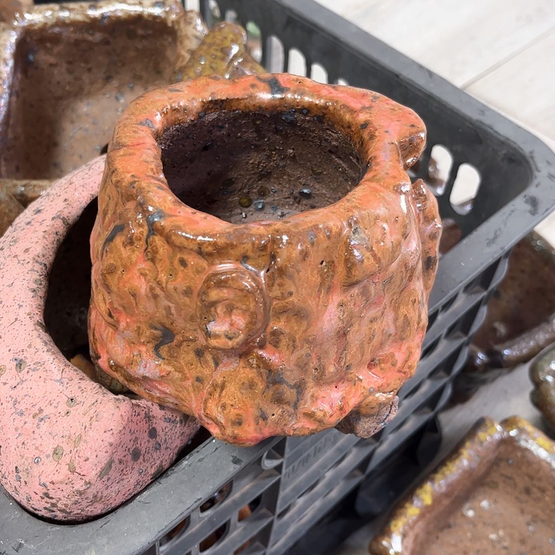 泥塑古镇炻陶花盆