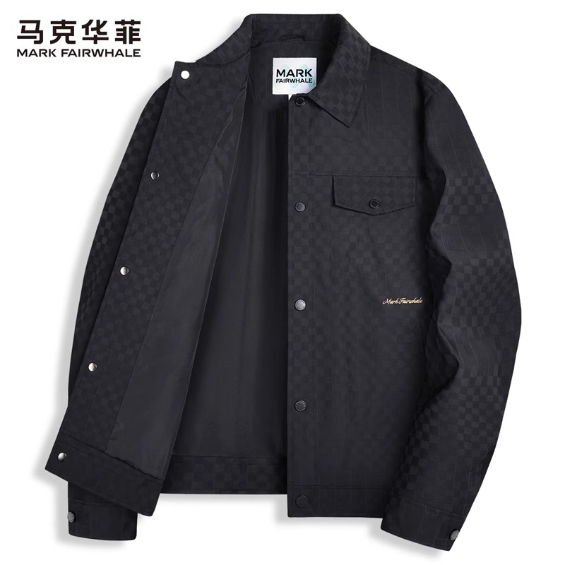 【棋盘格】马克华菲翻领休闲夹克男2025秋季新款潮流刺绣防风外套