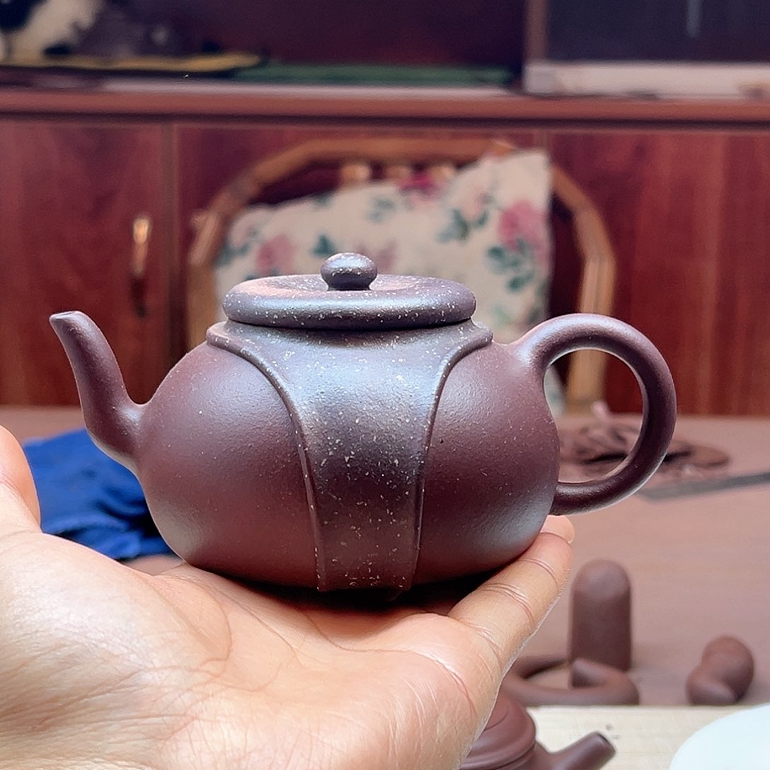 紫砂茶壶龙带壶紫泥铺砂双拼