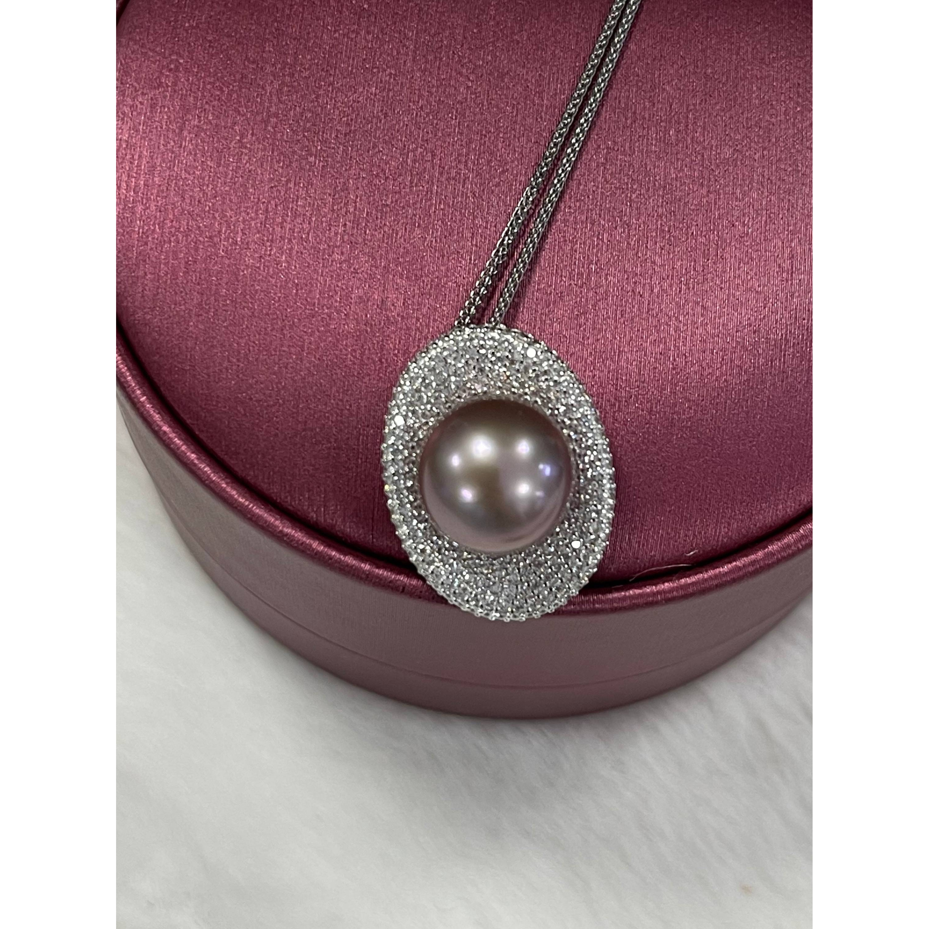 【T&B】淡水炫彩紫色正圆强光11-12mm爱迪生珍珠精密豪镶星月套链