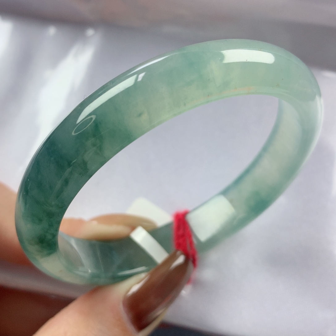 未镶嵌手镯翡翠高冰玻璃底清新脱俗飘花贵妃52