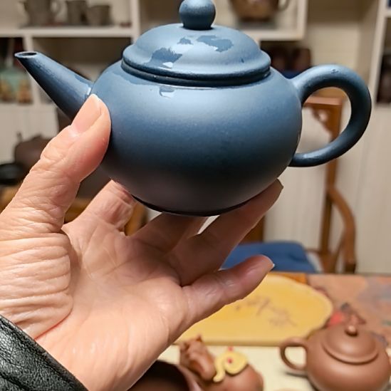6***6茶宠紫砂绿泥水平壶160cc手工制作