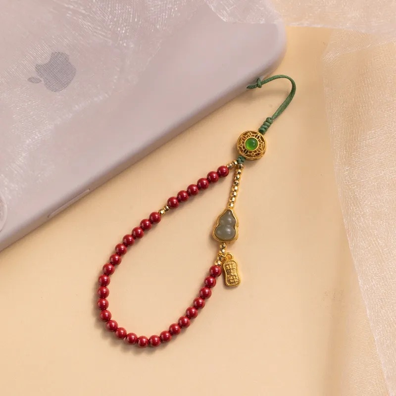 朱砂手机壳挂件女高级感手机挂绳手腕款手机链男高档汽车钥匙吊坠