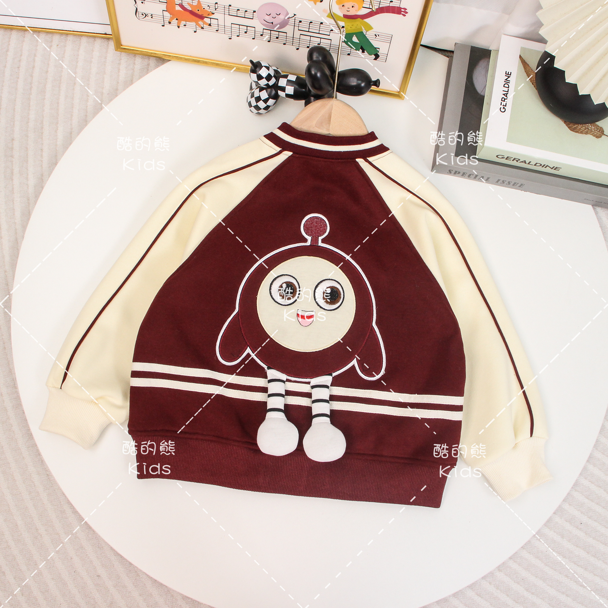 男童女童秋季新品红色棒球服韩版时尚儿童插肩袖外套上衣D3T6-905