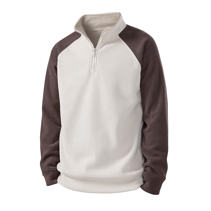 2025冬季新款加绒加厚拉链拼色男色休闲卫衣