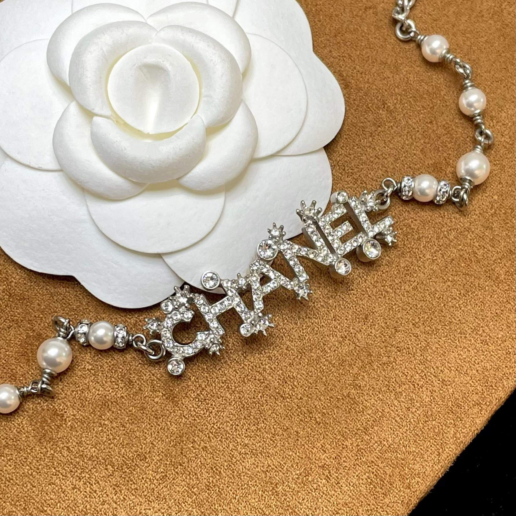 95新 Chanel/香奈儿 雪花珍珠logo字母项链2501368