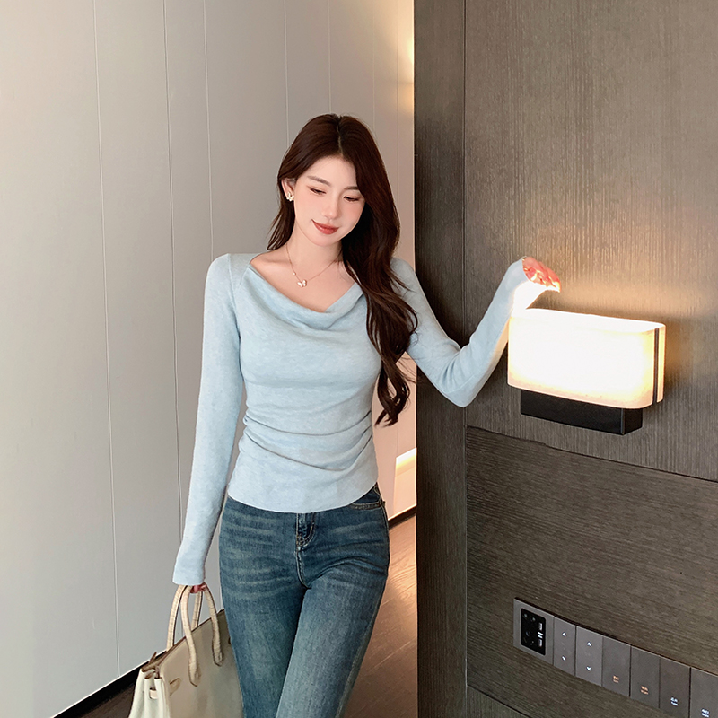 [36号 直播福利] 11/24-29 纯欲荡领上衣长袖T恤女春秋季修身显瘦