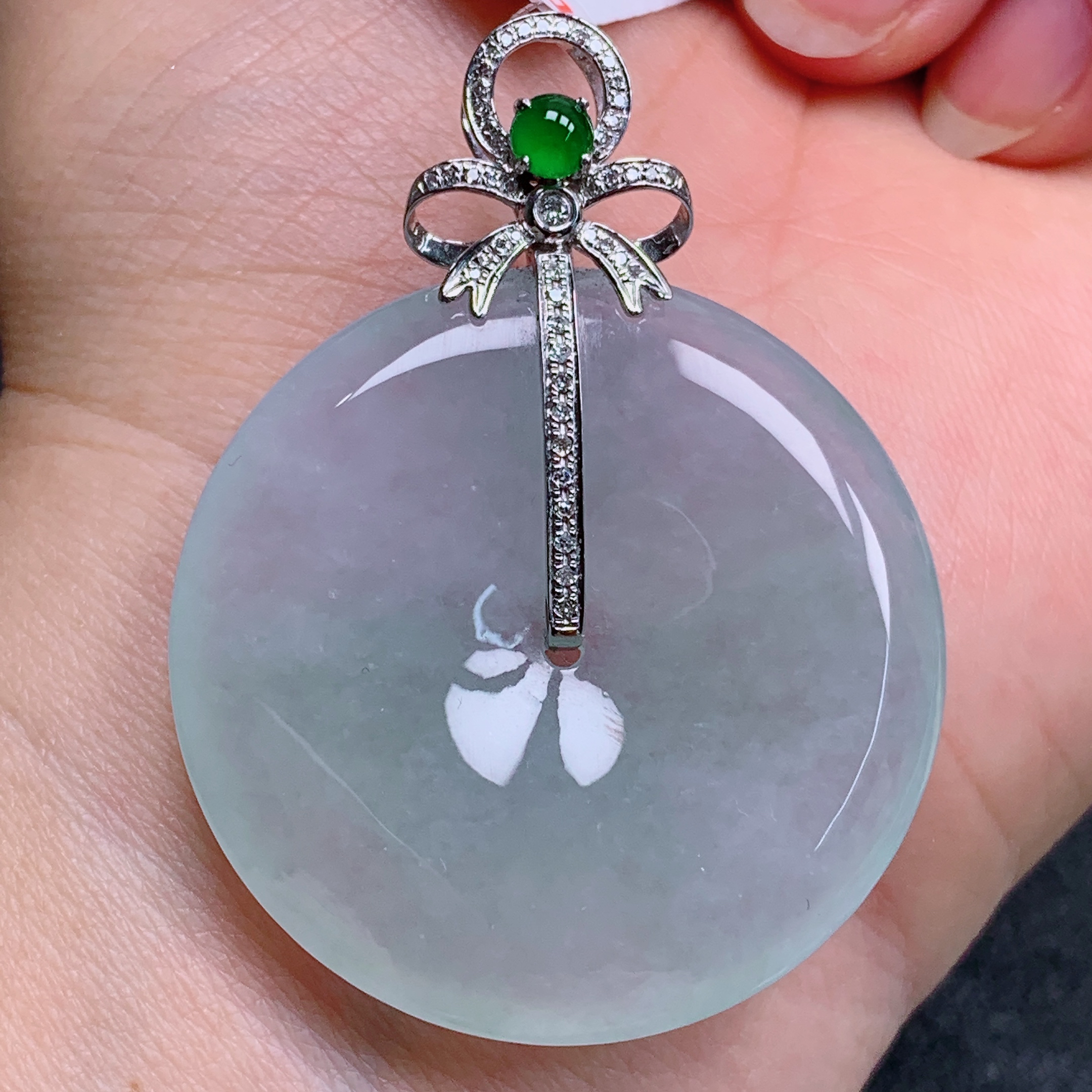  天然缅甸翡翠A货18k冰晴平安扣气质精美尺寸36+6  284