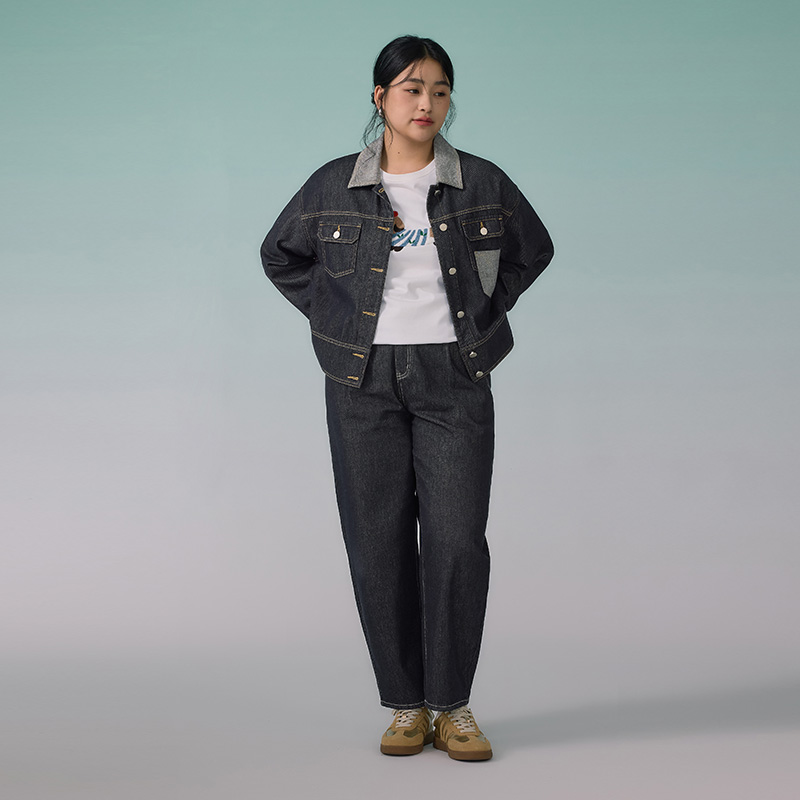 【特价】播秋季新款水洗复古直筒大码显瘦高腰牛仔裤MDR3KD6510